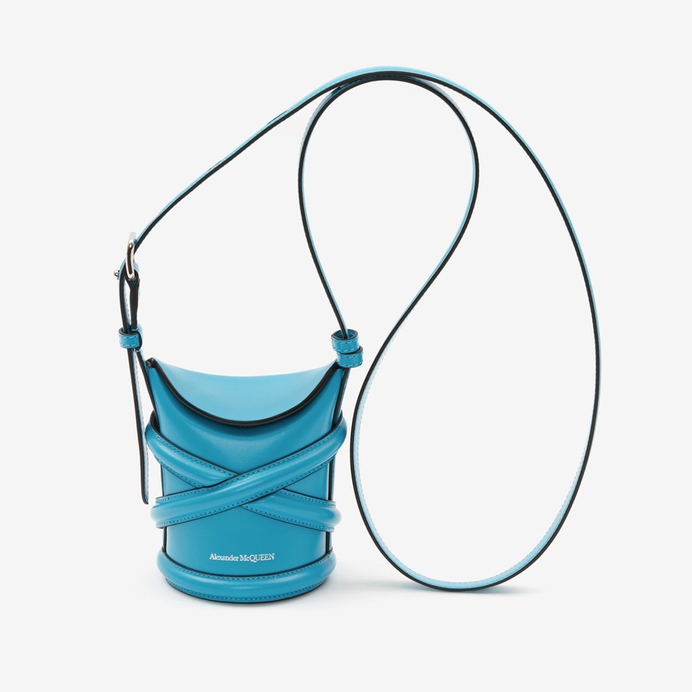 Authentic Alexander McQueen Women’s The Curve Mini in Cerulean